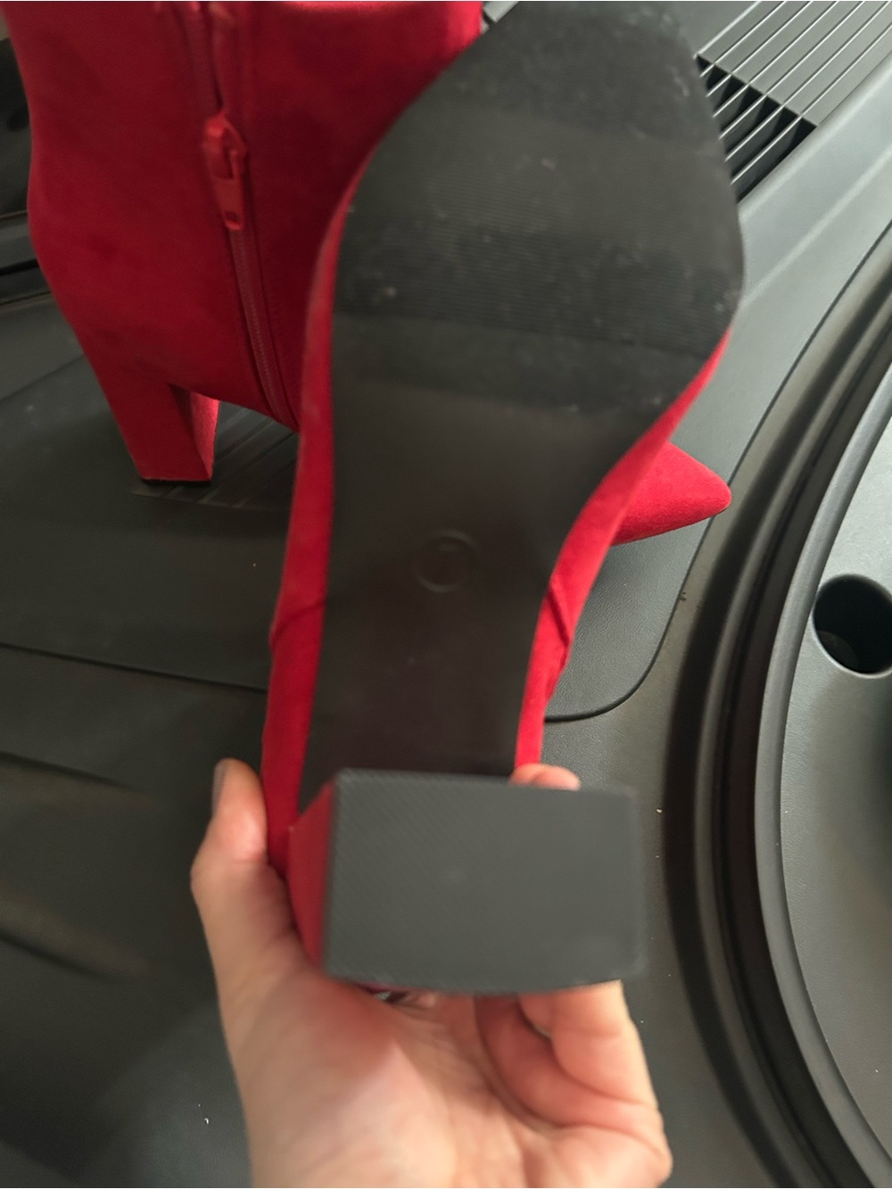 Red Suede Ankle Boots with Block Heel - Women w7 new never worn - Picture 6 of 7